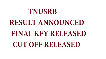 RESULT FINAL KEY  PC EXAM RESULT RELEASED | TNUSRB 2019