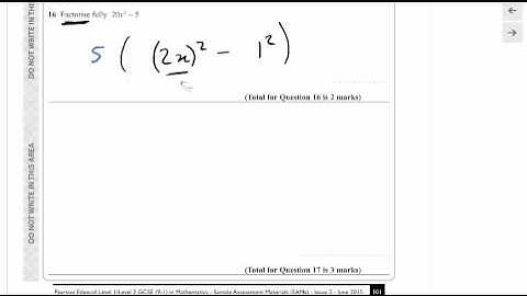 Question 16 Edexcel 9-1 GCSE Maths Specimen Paper 1