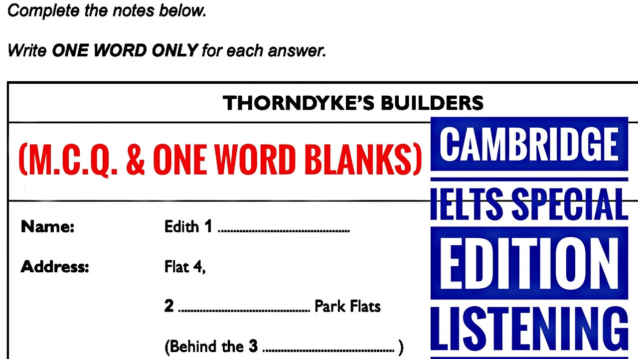 2021 CAM LISTENING TEST THORNDYKES BUILDERS WITH ANSWERS 