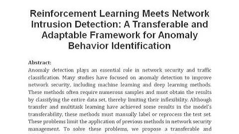 Reinforcement Learning Meets Network Intrusion Detection A Transferable and Adaptable Framework for