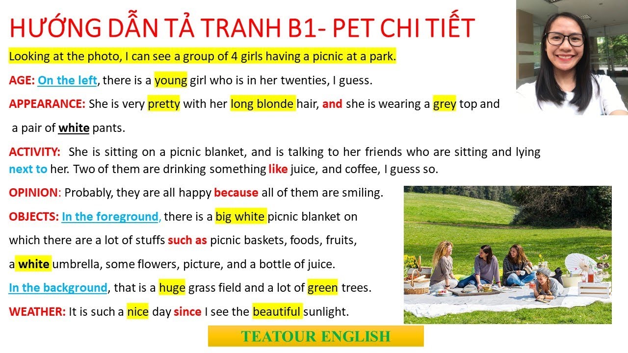 B1-PET| SPEAKING SKILL | Hướng dẫn tả tranh part 2 B1 PET chi tiết, đạt điểm cao | Teatour English