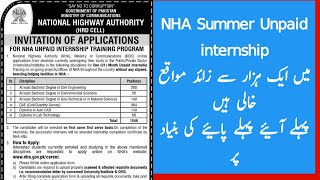 NHA Summer Unpaid internship program 2022 apply online