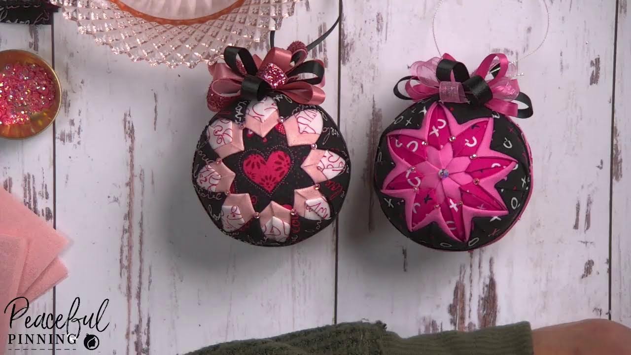 Peaceful Pinning Live #44 | Making a Scrappy Valentine 'Fancy Frame' Quilted Ball Ornament