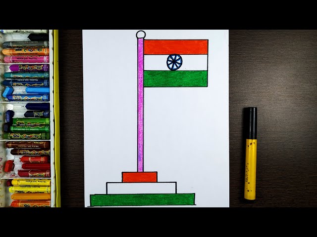 Indian Flag Drawing Very Easy | How to Draw Indian National Flag for  Beginners| Republic Day Drawing - YouTube