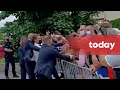 French president Macron slapped in the face during walkabout