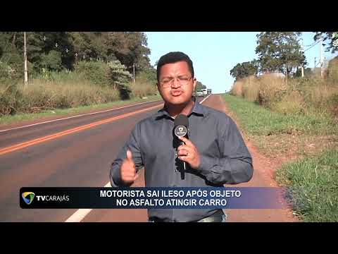 Motorista sai ileso após objeto no asfalto atingir carro