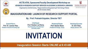 Day 1 Inauguration : AICTE ATAL Faculty Development Program - Research Support Services Workshop