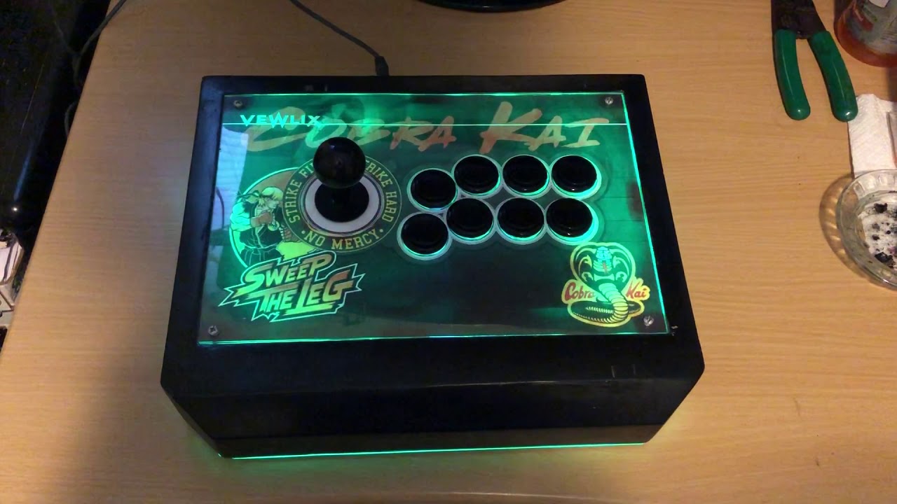 Added RGB on my Cobra Kai themed Fight stick