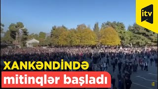 Ermənilər Xankəndində Paşinyan Əleyhinə Mitinq Keçirir