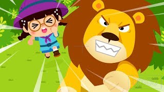 Oh No, a Lion ♪ | Run Away! | Animal Songs | Nursery Rhymes for Children ★TidiKids