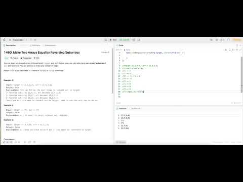 Leetcode 1460  Make Two Arrays Equal by Reversing Subarrays