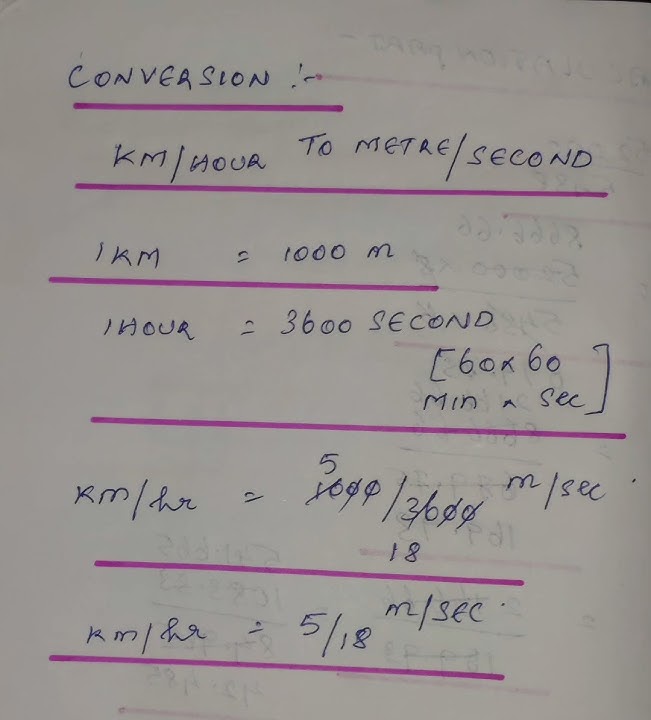 CONVERSION KM/HR TO M/SEC AND M/SEC TO KM/HR