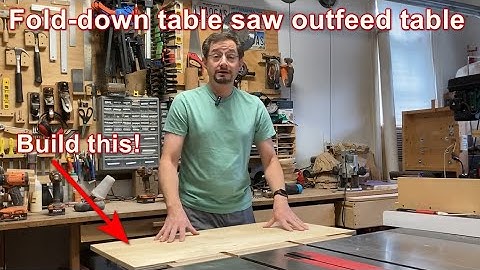 DIY table saw drop-down outfeed table...from scraps! #woodworking #diy