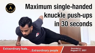 Maximum single handed knuckle push ups in 30 seconds