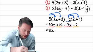 Expand and simplify the difference of two sets of single brackets with integer multipliers (252k)