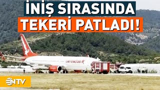 Bu Kez Antalya'da Yaşandı! Ön Tekeri Patlayan Uçak Gövdesi Üzerinde Durabildi! | NTV