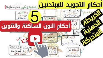 تعليم أحكام التجويد للمبتدئين (خريطة ذهنية متحركة) - النون الساكنة والتنوين