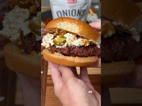 #ad Jalapeño Popper Burgers for your next tailgate. I partnered with @HEB to make them! #heb
