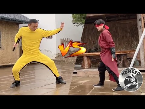 一代大師李小龍功夫經典重現，雙節棍大戰劍術，李小龍就是帥！