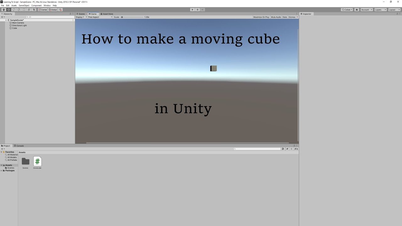 How To Make A Moving Cube In Unity - YouTube