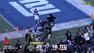 Tyler Shough drops it in the bucket to Chris Olave for the TD News