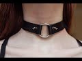 DIY. Making of leather choker necklace with metal ring. mk1