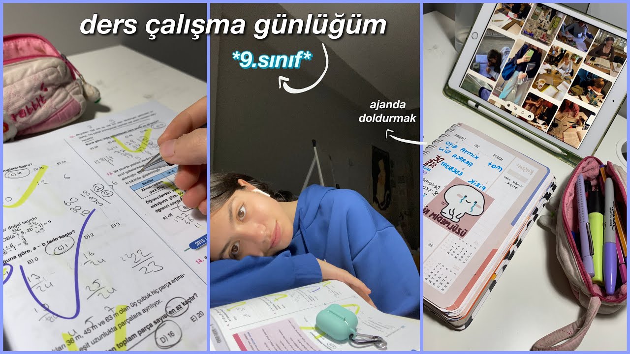 ⁣9.sınıf ders çalışma günlüğüm 🫐🛼 // ajanda dolduruyorum