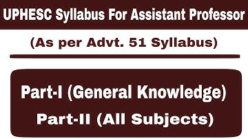 UPHESC Assistant Professor Syllabus | UPHESC Syllabus 2022 | UPHESC Syllabus General Knowledge