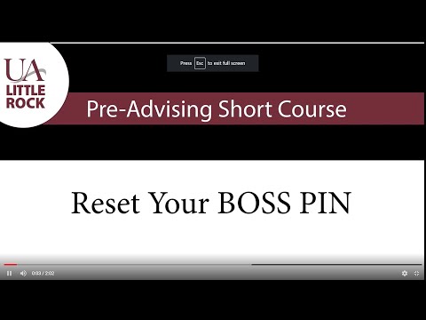 UA Little Rock - Resetting your BOSS pin in order to log into BOSS