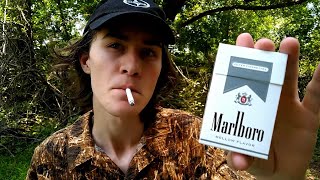 Smoking a Marlboro Silver Ultra Light Cigarette - Review