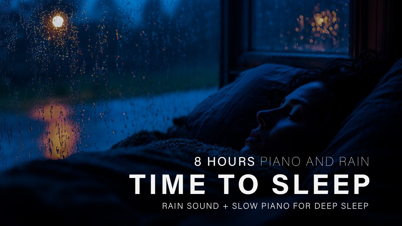 Peaceful Piano Music with Warm Midnight Rain Outside the Bedroom Window – Deep Sleep & Stress Relief