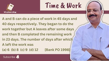 A and B can do a piece of work in 45days and 40days. They began to do the work together but A leaves