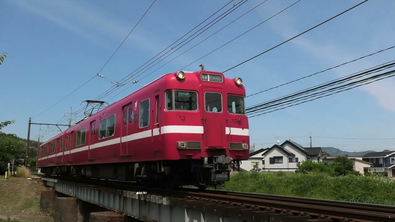 【白帯復刻】名鉄6000系6011F 普通吉良吉田行 三河鹿島~蒲郡競艇場前通過【4K】 - YouTube