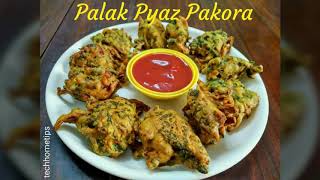 Kurkure Palak Pyaz Pakora Recipe/ Spinach Onion Pakora