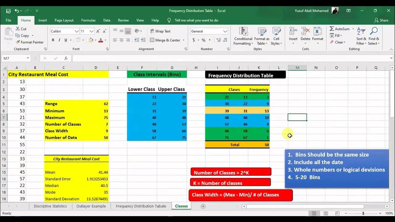 How to Make Frequency Distribution Table Using Excel (Somali language ...