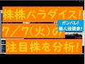 株株パラダイス！2020/7/7(火) の注目株を分析！