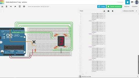 ARDUINO TINKERCAD - ELECTRONIC DICE USING 7 SEGMENT DISPLAY