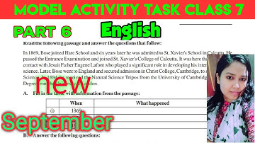 #Class 7 model activity task | English part 6 | New | September | Full solved # 2021