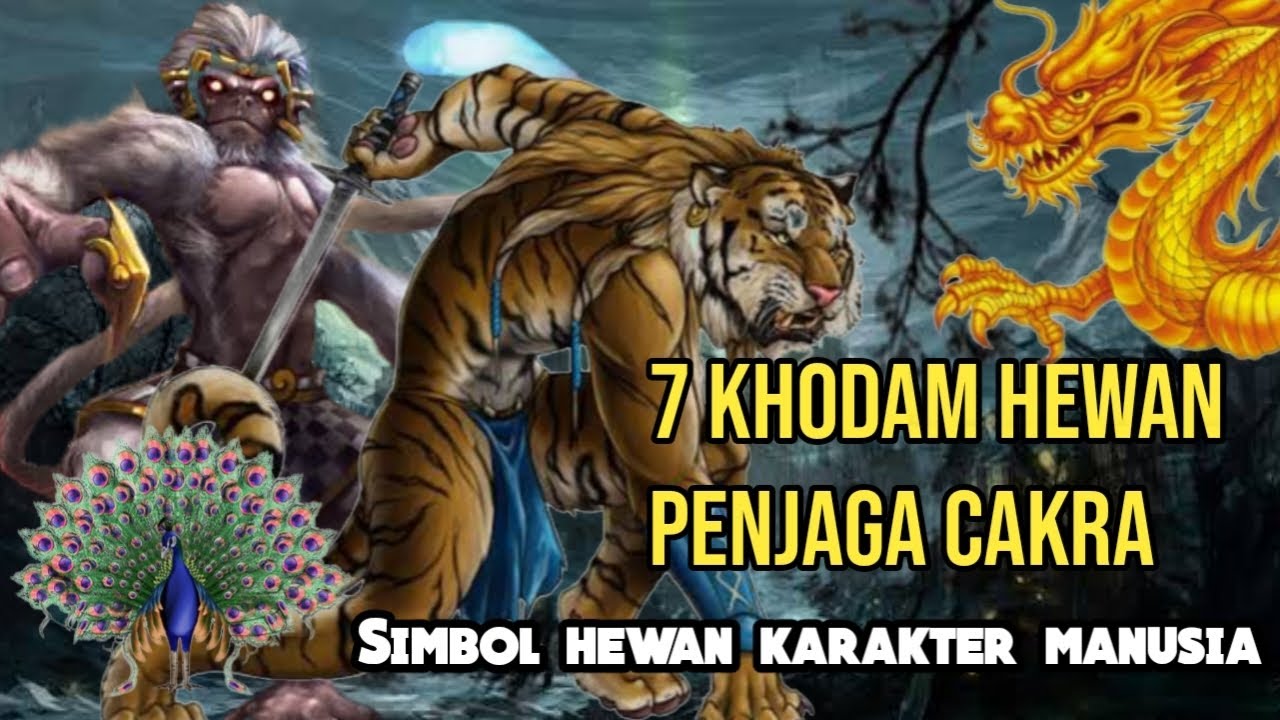  The image is of seven animal-like creatures with the head of a tiger, a peacock, a monkey, and a dragon. They are standing in front of a glowing blue circle with two human-like figures, one on the left and one on the right. The image represents the search query 'Khodam hewan entitas spiritual rasa hormat kesetiaan pengabdian', which means 'Animal spirits are spiritual entities that are respected, loyal, and devoted.'.