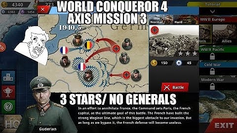 World Conqueror 4/ Axis Mission 3/ 3 STARS TUTORIAL/ NO GENERALS