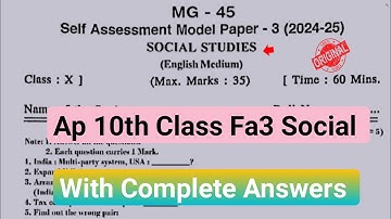 💯real 10th class social studies new pattern self assessment 3 model paper 2025|Ap 10th Fa-3 social