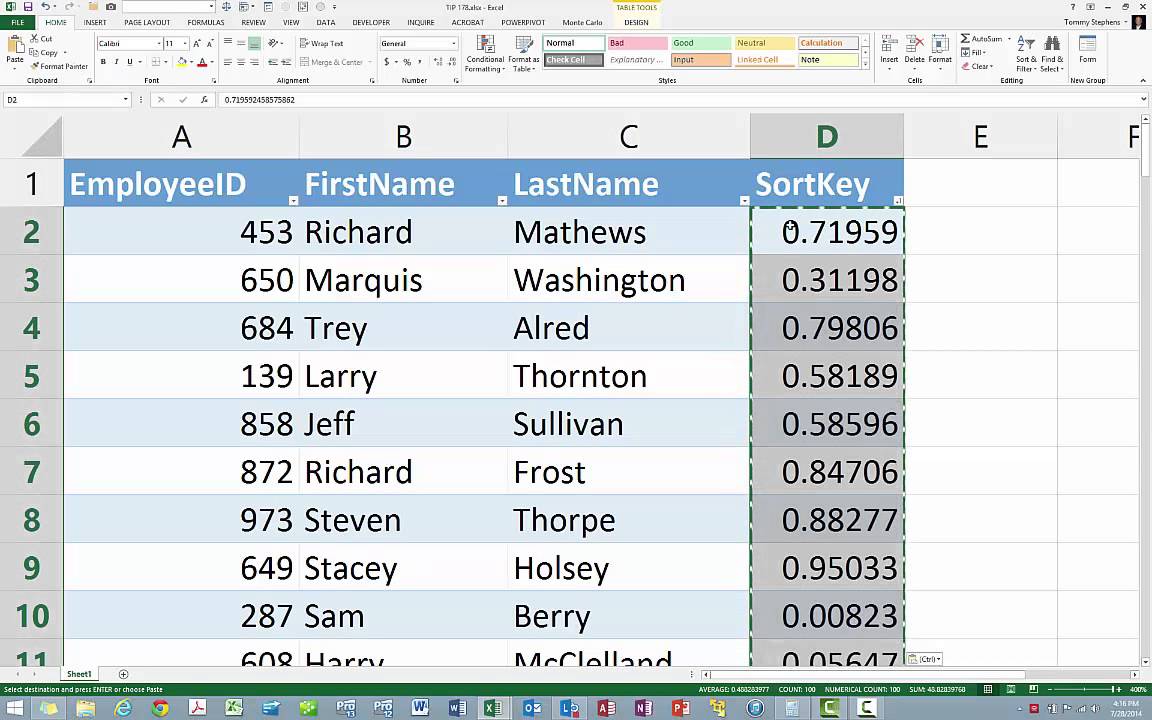 Sorting Data Randomly In Excel Youtube 