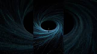 The teal and blue dots flow in continuous concentric rings around the black⚡