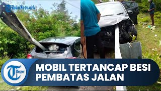 Kecelakaan Tunggal di Aceh Besar, Mobil Brio Tertusuk Besi Pembatas Jalan, 1 Orang Tewas