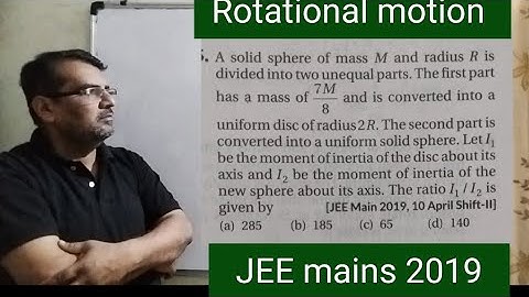 A solid sphere of mass M and radius R is divided into two unequal parts.The first part has a mass of