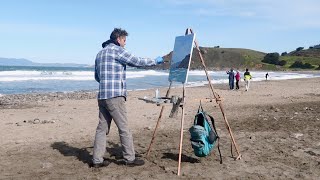 PLEIN AIR oil painting a BIG SKY coastal california 24x24 inch canvas