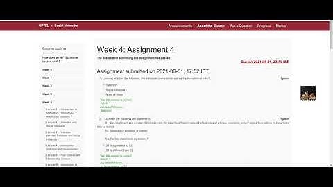 NPTEL : Social Networks | Week 4 Assignment 4 - Solutions with proofs (100% correct)