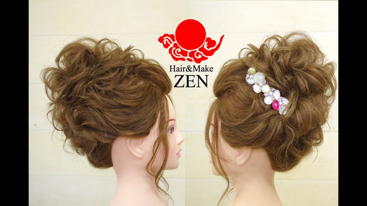 華やかで高めのパーティルーズヘアアレンジ Zenヘアセット96 Party