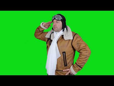 retro aviator - vintage Pilot on green screen, Chroma Key - free use @bestgreenscreen