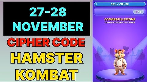 Hamster Kombat Dev Game Daily Cipher 27 & 28 November | Hamster Kombat Daily Cipher Code 27 November